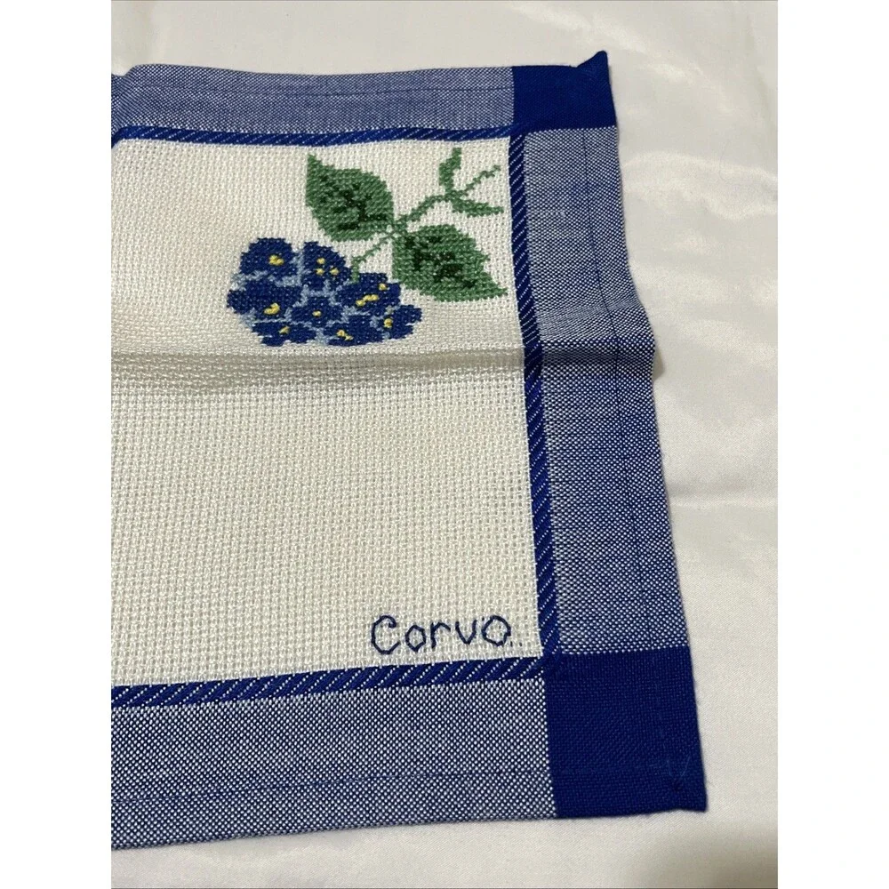 Needlepoint Unframed Flower Blue Art Finished PORTUGAL Dresser Scarf 18x13